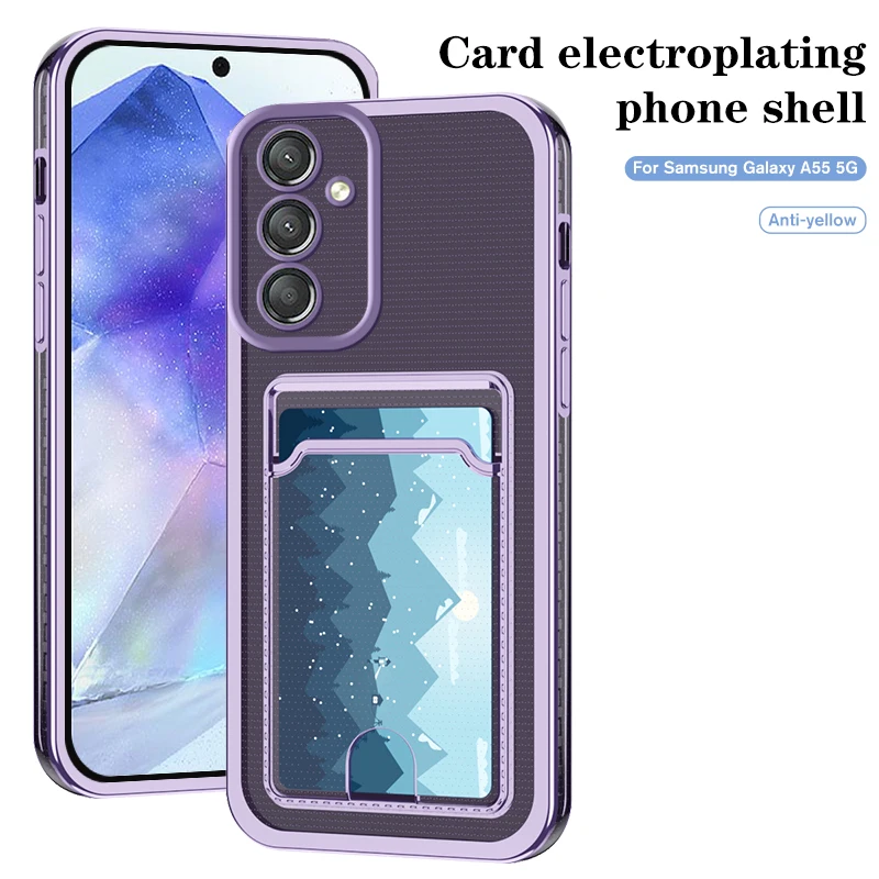 Anti Drop Shell For Samsung Galaxy A55 5G Shockproof Protect Soft Case For GalaxyA55 galaxya 55 55a Transparent Card Slot Fundas