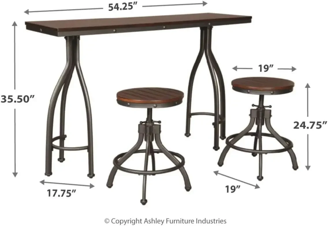 Juego de mesa de comedor de altura de mostrador urbano de odio, con 2 Taburetes de Bar, color gris