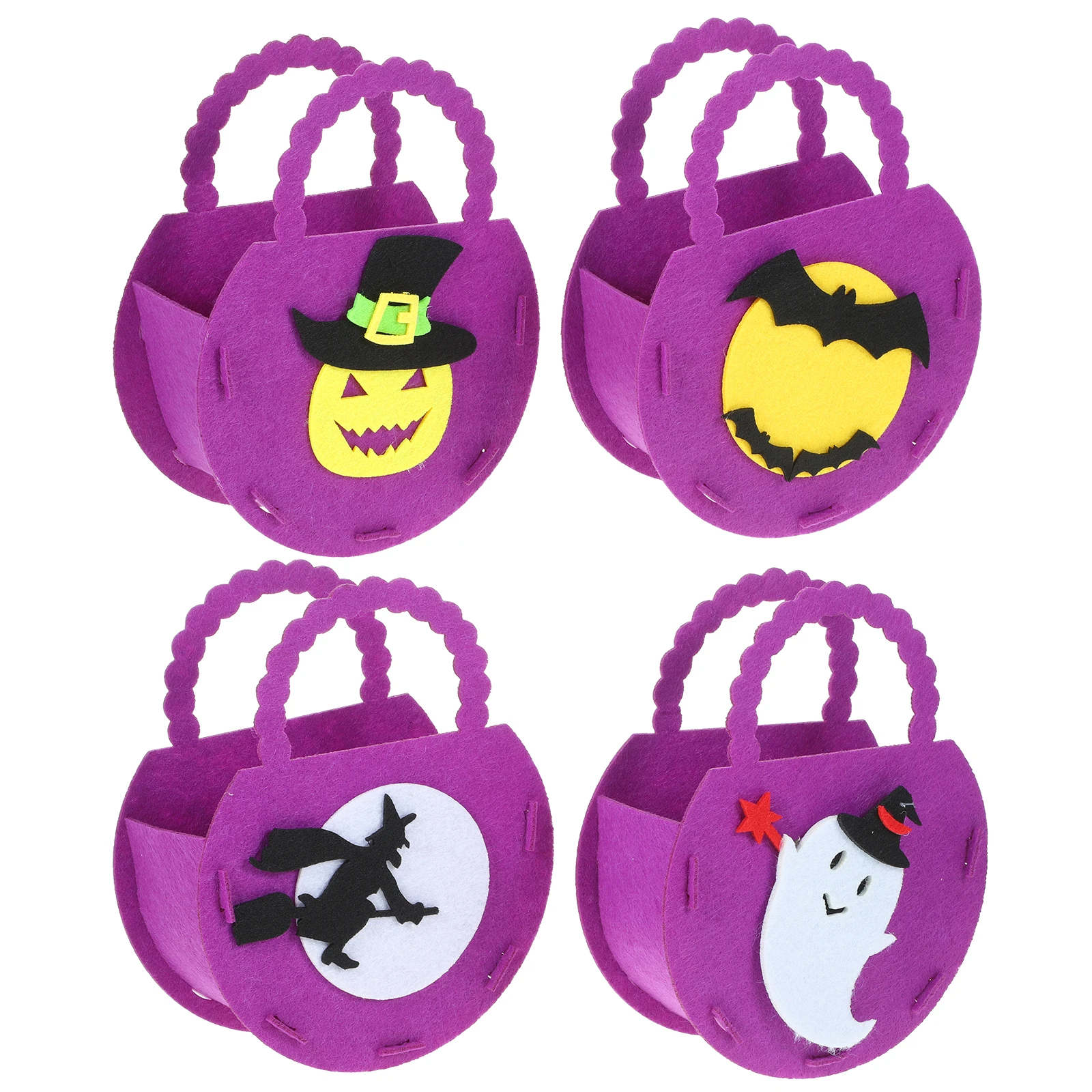 

4Pcs Halloween Candy Bags Felt Handbags Candy Pouches Party Favor Goodie Bags Treat Snack Gift Bag Festival Gift Bag