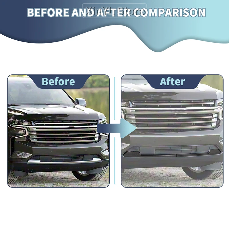 Car Front Bumper Lower Trim Strip Cover for Chevy Suburban for Chevy Tahoe 2020 2021 2022 2023 Black Car Exterior Accessories