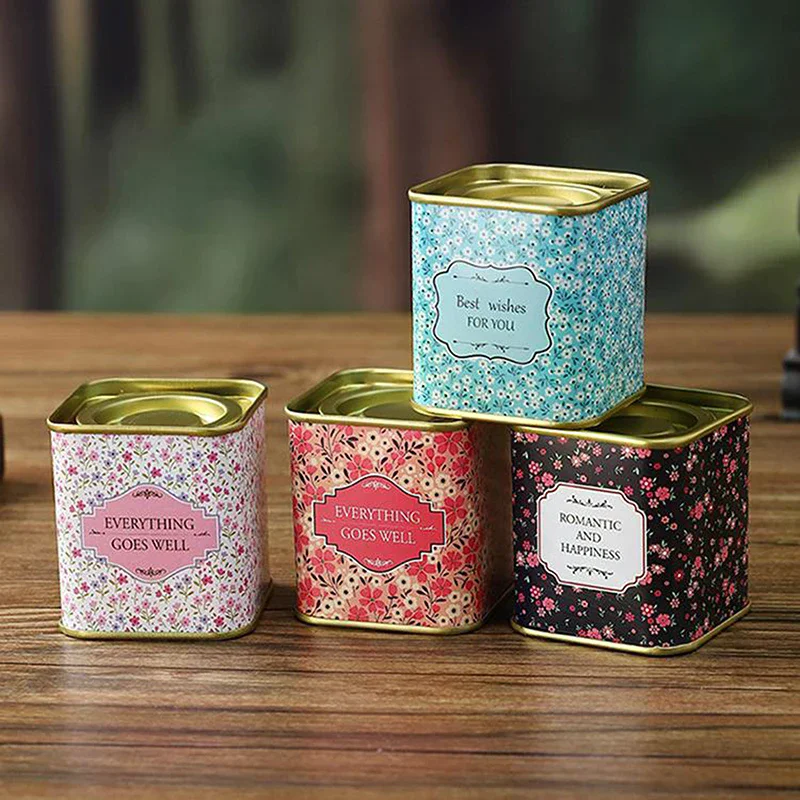Tea Caddy Box Containers Candle Cans Coffee Candy Snacks Small Tin Mini Portable Storage Boxes Sealed Jars Packaging Teaware