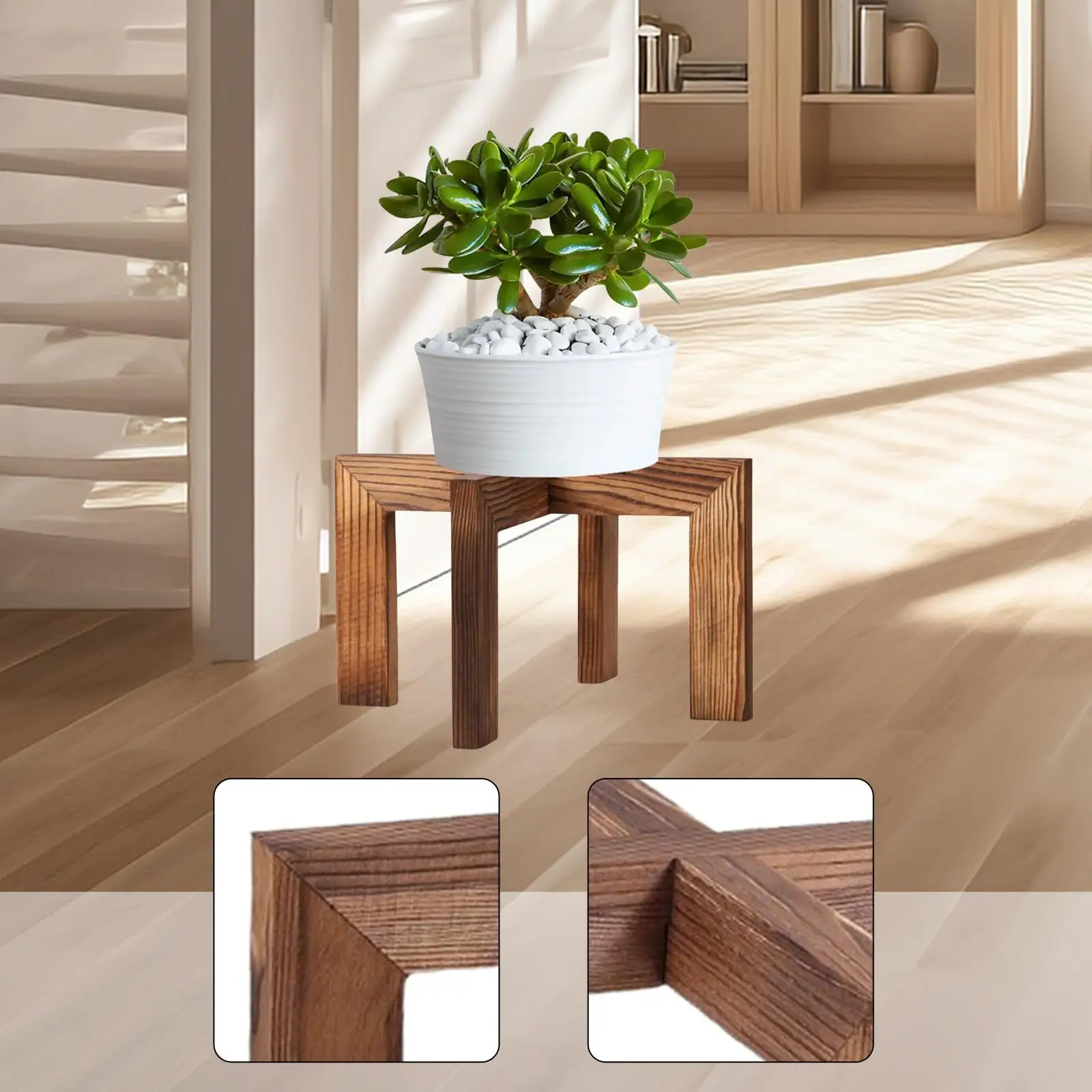 Wood Plant Stand Rustic Creative Plant Rack Home Decoration Plant Display Shelf for Garden Indoor Outdoor Kitchen Patio Office