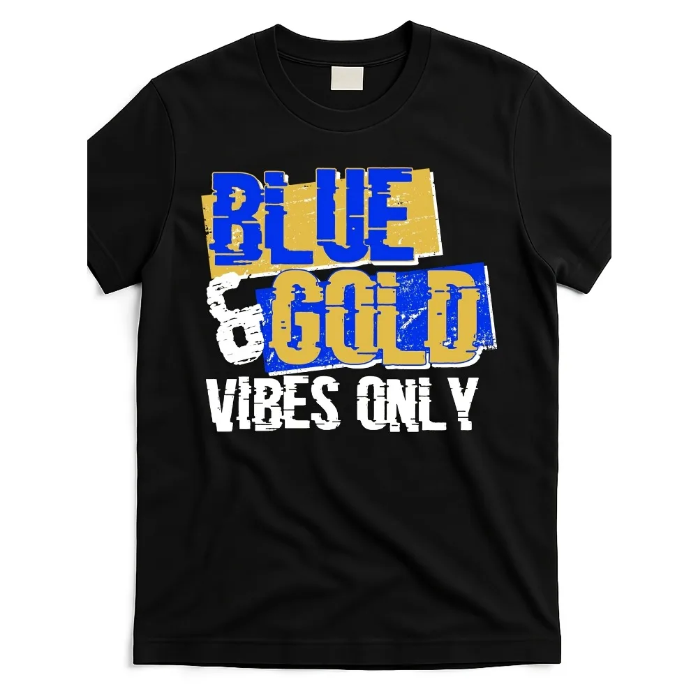 

blue-and-gold-vibes-only-t-shirt_bagvo72-at_black_product_image All Season 220g Cotton Single Sided Printed Crew Neck Short