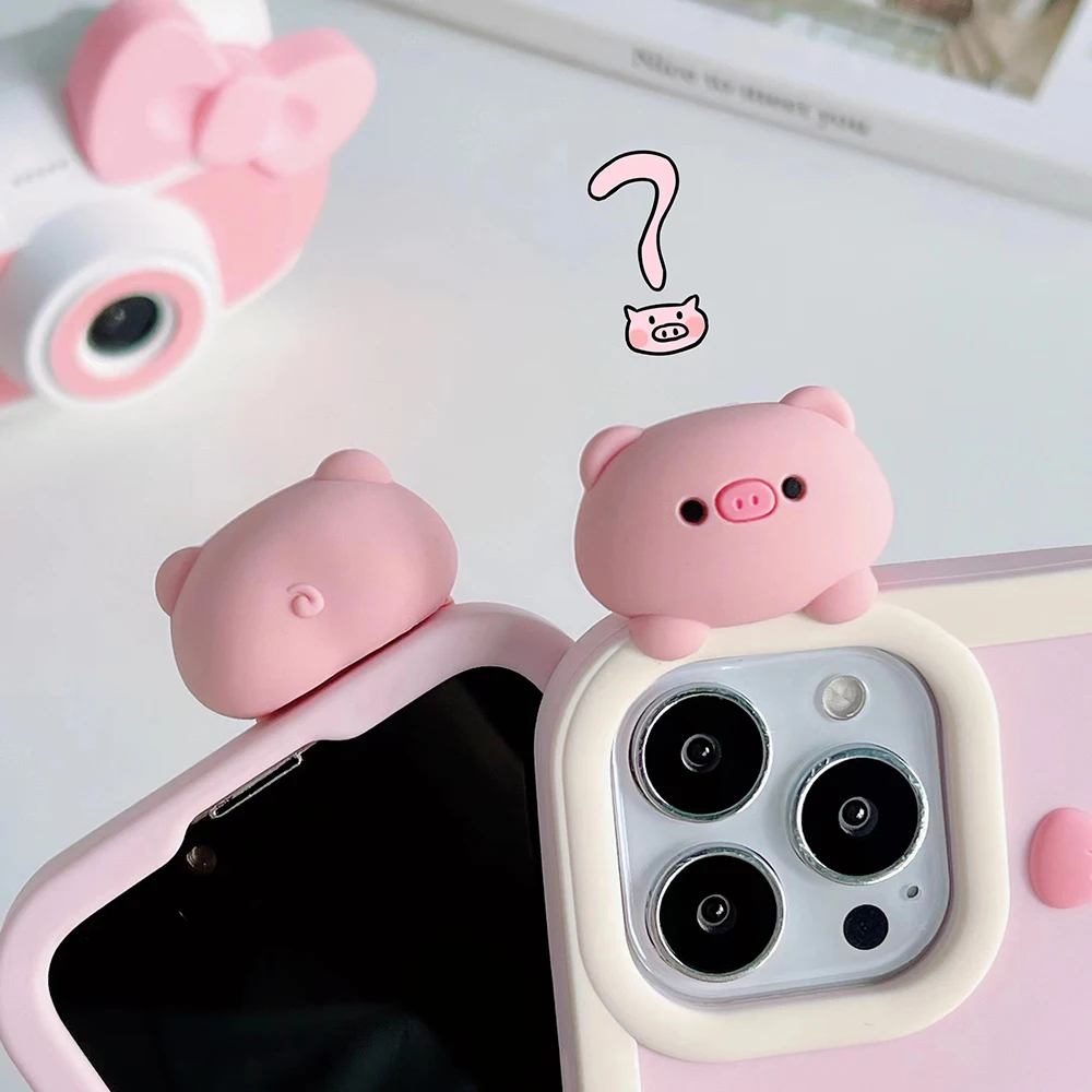 Für iPhone 16 15 14 13 12 Pro X XS Max XR 8 7 6 6S Plus SE Niedliche Rosa Schweinchen-Hülle Weiche Silikon-Abdeckung – Detail 8