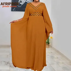 Vestidos africanos para mujer, bata Agbada de manga larga, trajes sueltos, vestido Maxi, atuendo tradicional, ropa con estampado Bazin Riche, A2325001