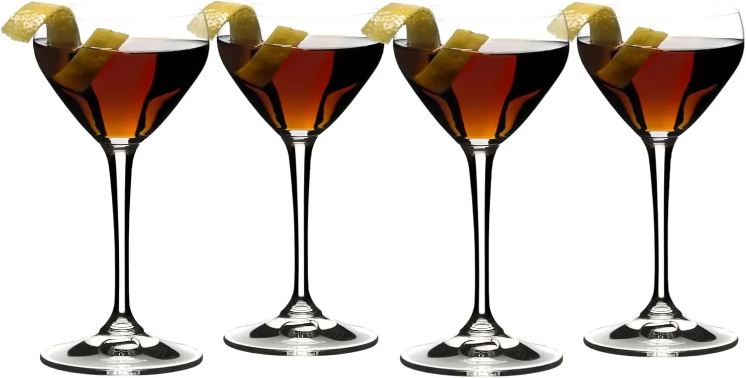 

Drink Specific Glassware, Nick & Nora Cocktail Glass, 4oz, Old-Fashioned Stemmed Cocktail Glasses, Martini, Manhattan, Set of 4