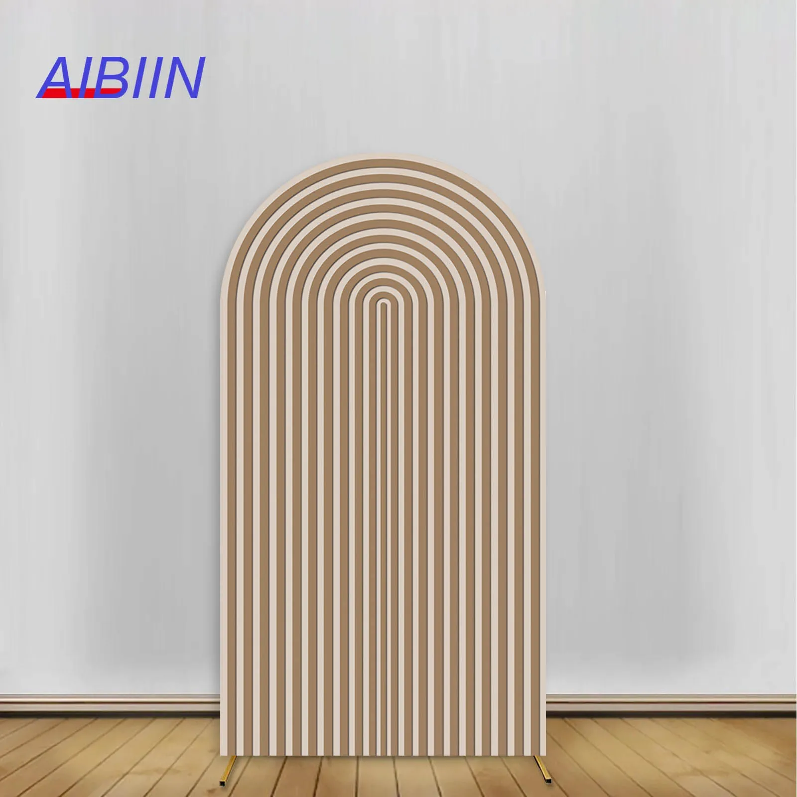 

AIBIIN Brown Arch Backdrop Cover Party Decor Pink Purple Blue Green Stripes Birthday Baby Shower Spandex Background Photozone