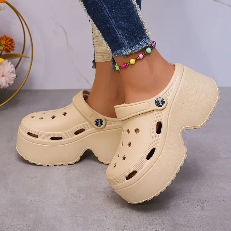 Soft Chunky Heels Sandals Women Fashion Closed Toe Platform Sandals Woman Summer Solid Color Non-Slip Beach Casual Sandalias