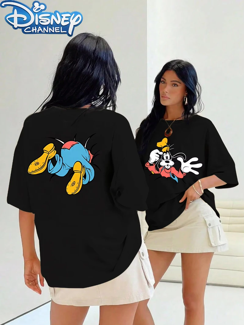 ديزني عادية بلوتو جوفي تي شيرت مزدوج الوجهين طباعة النساء الرجال القطن المحملة للجنسين العصرية المعتاد هدية فضفاضة قصيرة الأكمام بلايز