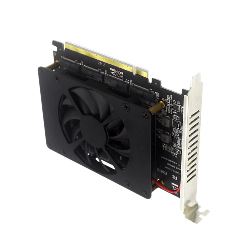 4 Disk M.2 NVME M KEY SSD To PCIe 4.0 X16 Adapter with Heat Sink PCIEX16 NVME M.2 MKEY SSD RAID Array Expansion 4 X 32Gbps