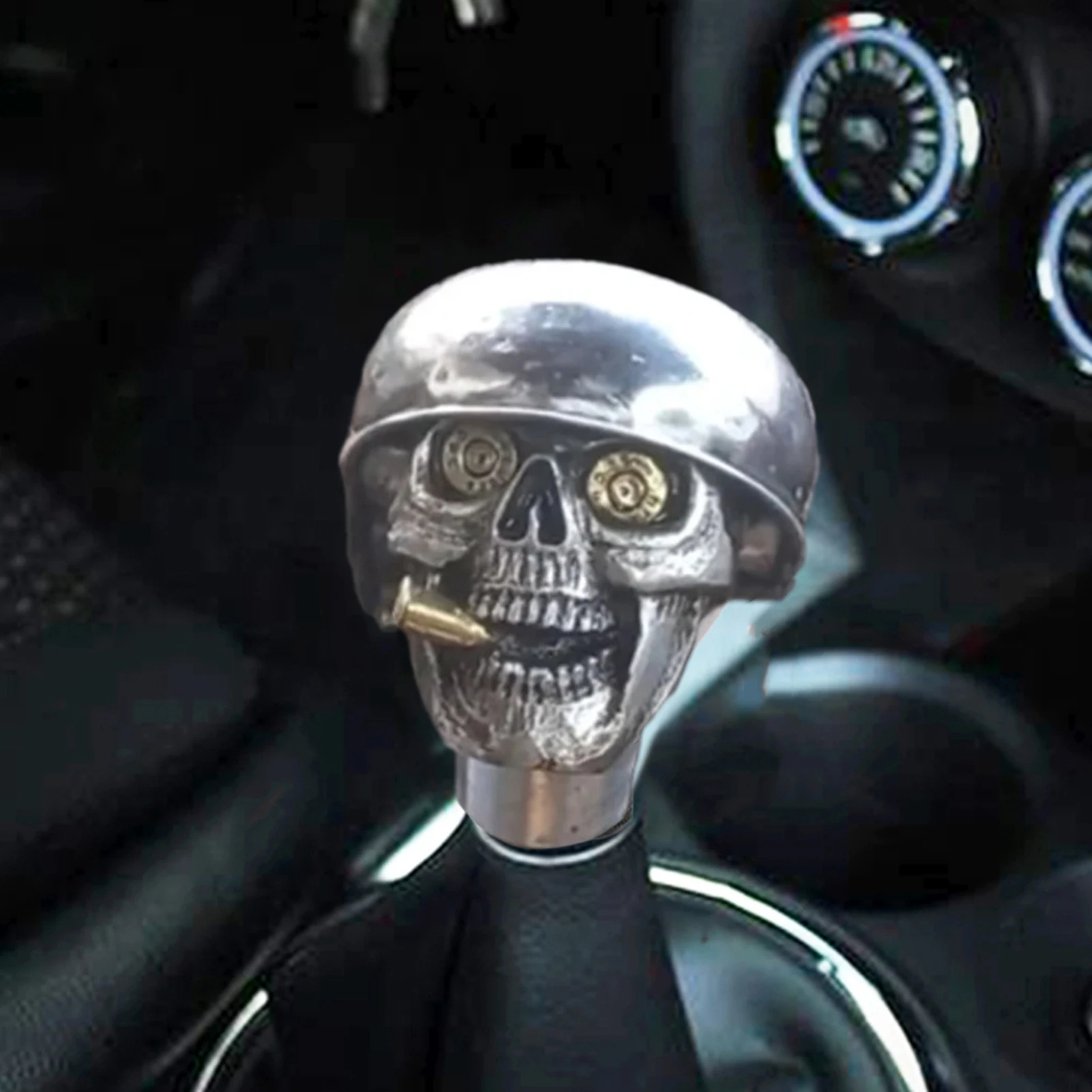 

Skeleton Soldier Gear Knob Handcrafted Alloy Car Stick Shifter Handle Fit for Most Models Rust-Proof Skeleton Transmission Knob