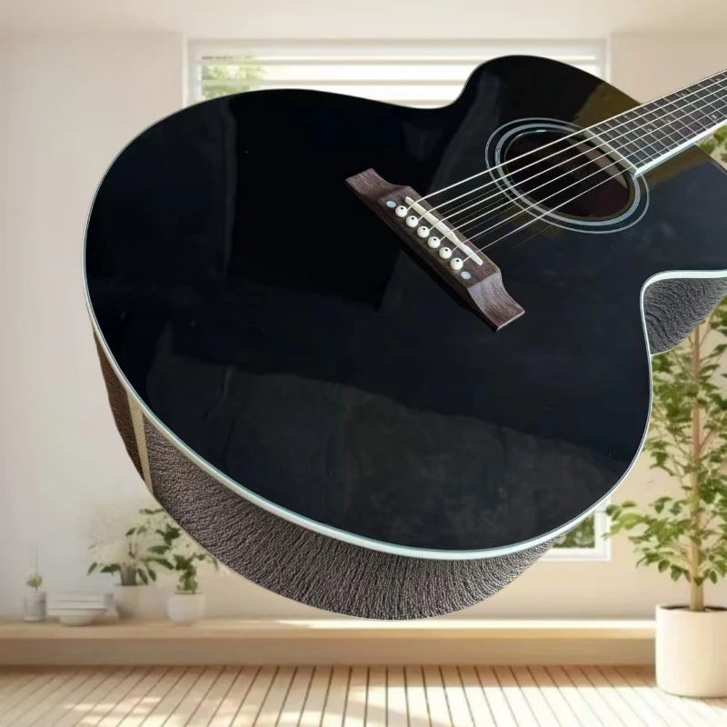 40 Inch Black 180 Acoustic Guitar Spruce Solid Top Retro Rich Tone Advanced Performance Specific Cross Carving Free Shipping