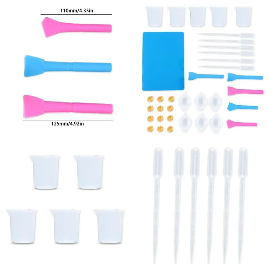 

J78F Многоразовый набор силиконовой смолы, антипригарный силиконовый коврик, 100 мл, мерные чашки, напальчники, чашка для смолы,