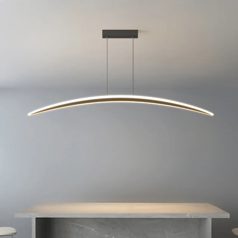 

Designer's curved pendant light modern restaurant minimalist dining table light tea room dining room bar counter hanging lamp