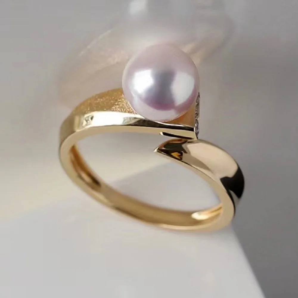 

Изысканное кольцо с жемчугом AAAA 8-9 мм, натуральное японское белое круглое кольцо с жемчугом 925s