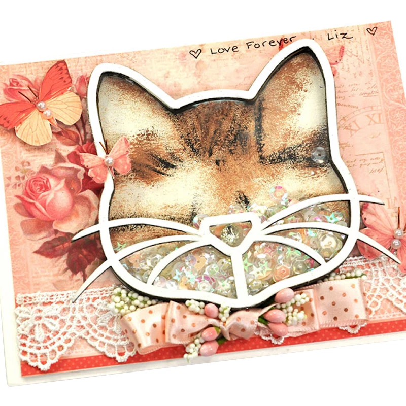 

Animal Cat Shaker Metal Cutting Dies Greeting For DIY Scrapbooking Photo Album Stamp DIY Card Decoration Supplies Craft Dies