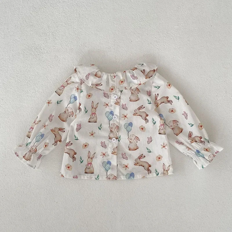 Cute Baby Girl Clothes 0-2Years Newborn Princess Long Sleeve Rabbit Shirt Skirted Corduroy Romper Strap Bodysuit Autumn Outwear