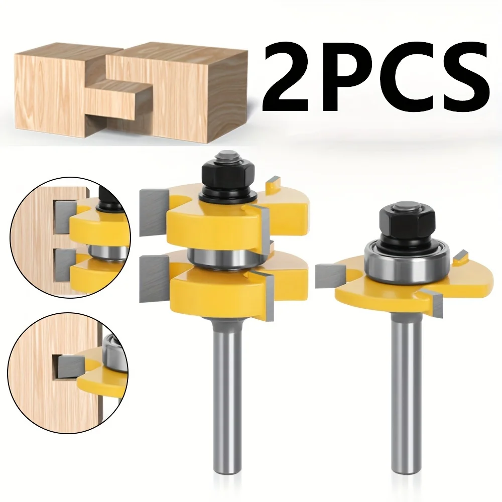 

‌ "Фреза «ласточкин хвост» Т-образного хвоста с хвостовиком 2 шт., 8 мм — фреза с тройными канавками для обрезки кромок и панелей" ‌