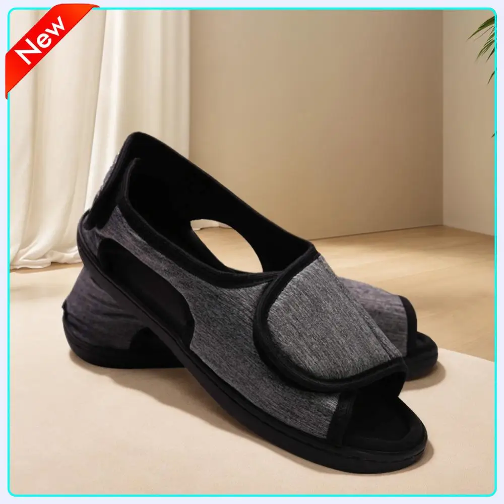 

Hook and Loop Fastener Shoes Adjustable Edema House Shoes Breathable Elderly Slippers Non-Slip for Indoor Outdoor