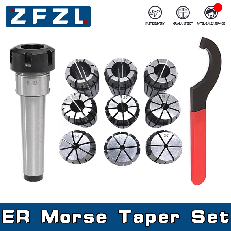 

9PCS ER25 Spring Collet Chuck 3-16MM 1PCS MT2 MT3 MT4 ER25 Morse Taper 1PCS Wrench C Type For CNC Milling Lathe tool