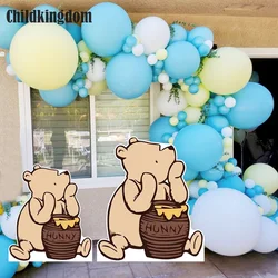 Recortes de cartón de oso de peluche KT, globos azules y amarillos, Kit de arco de guirnalda para Baby Shower, decoraciones de fondo de fiesta de cumpleaños