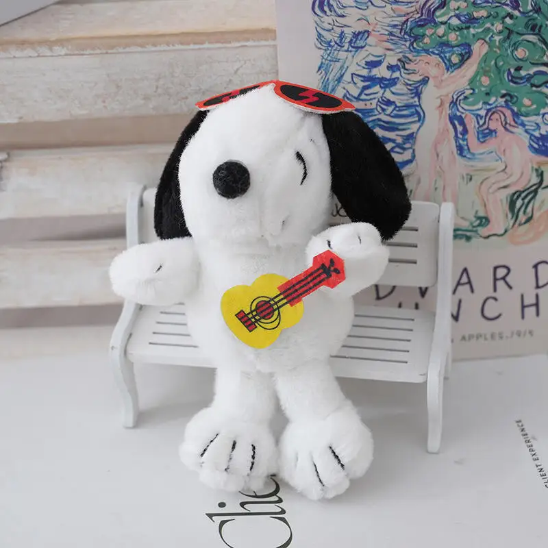 Kawaii Snoopy Plush Pendant Cartoon Guitar Snoopy Doll Plush Toy Student Backpack Pendant Children's Birthday Gift Wholesale