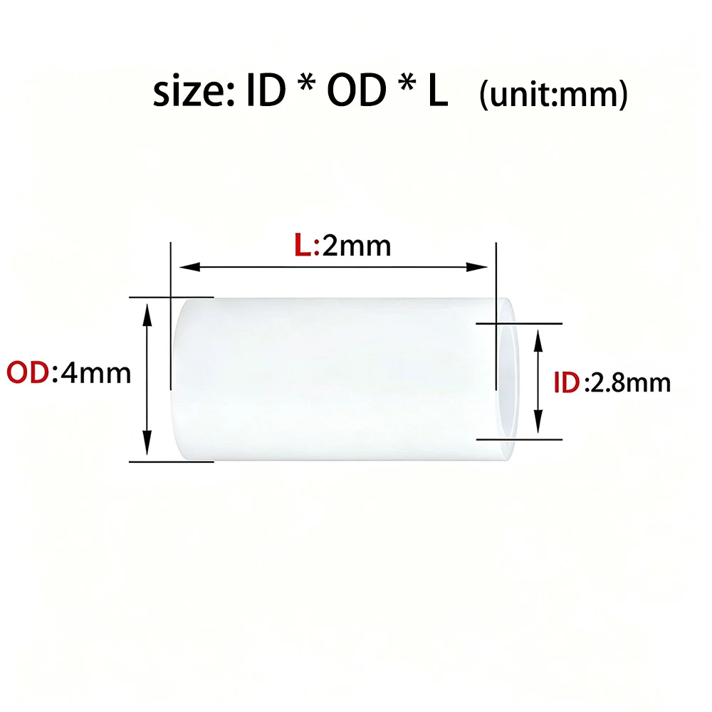 White Nylon Unthreaded Cylindrical Hollow PCB Spacer Plastic Motherboard Standoff M2.8 L2-20mm for Electrical Insulation Bushing