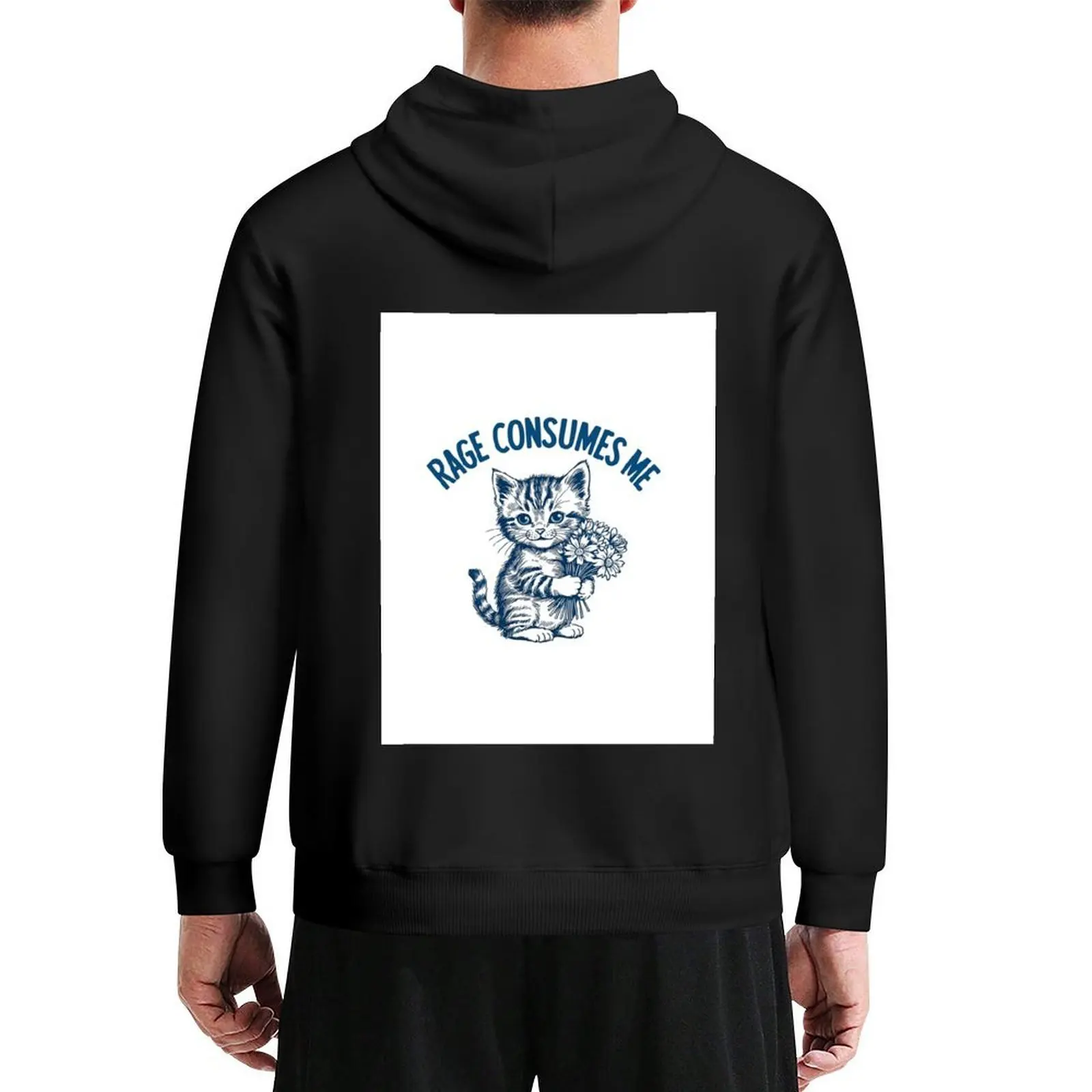 

Rage Consumes Me Funny Vintage Kitten Hoodie men's clothing autumn clothes autumn hoodie for men