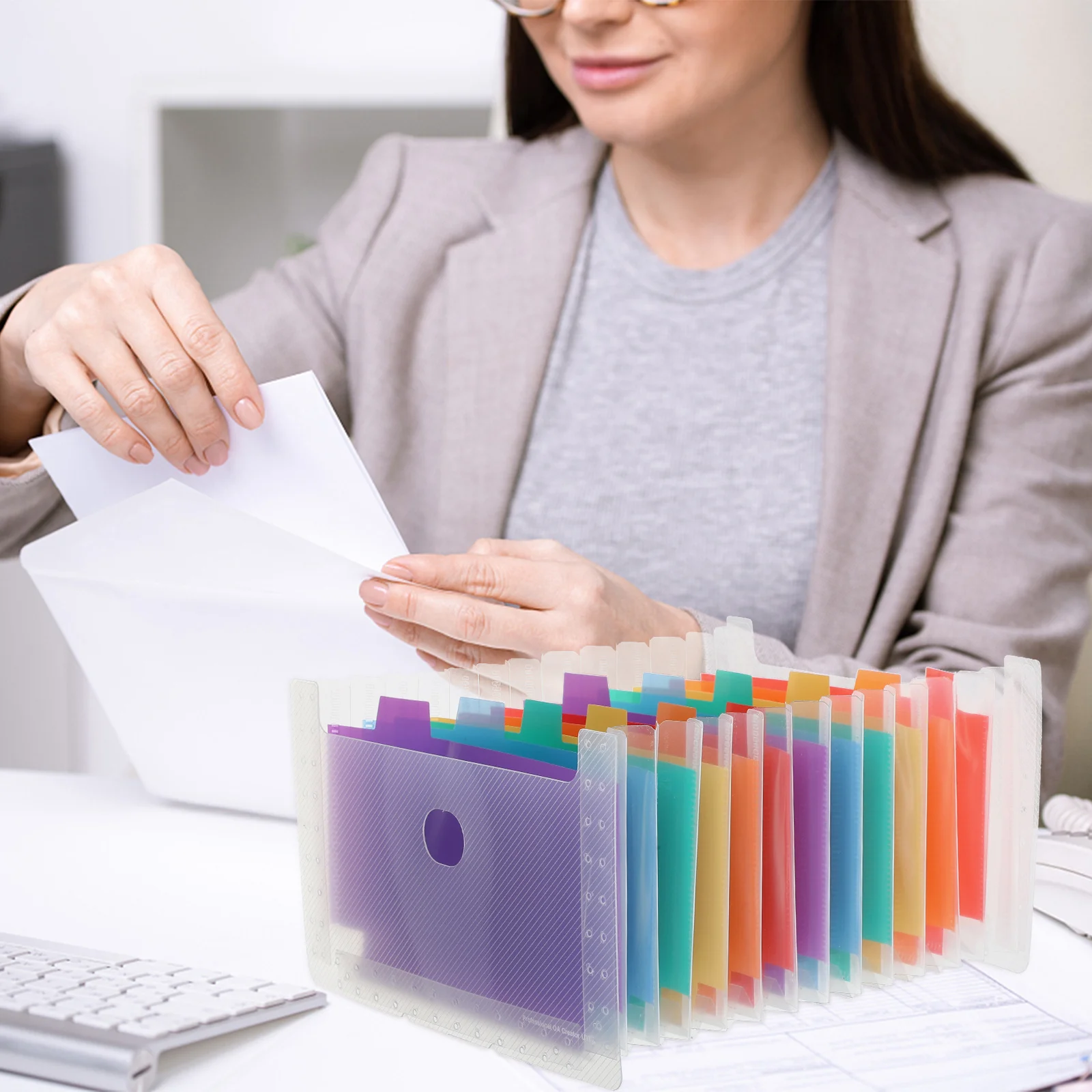 Large Capacity File Storage Pouch Multi-Layer Expandable Accordion Folder Organizer For Office Business Study Document