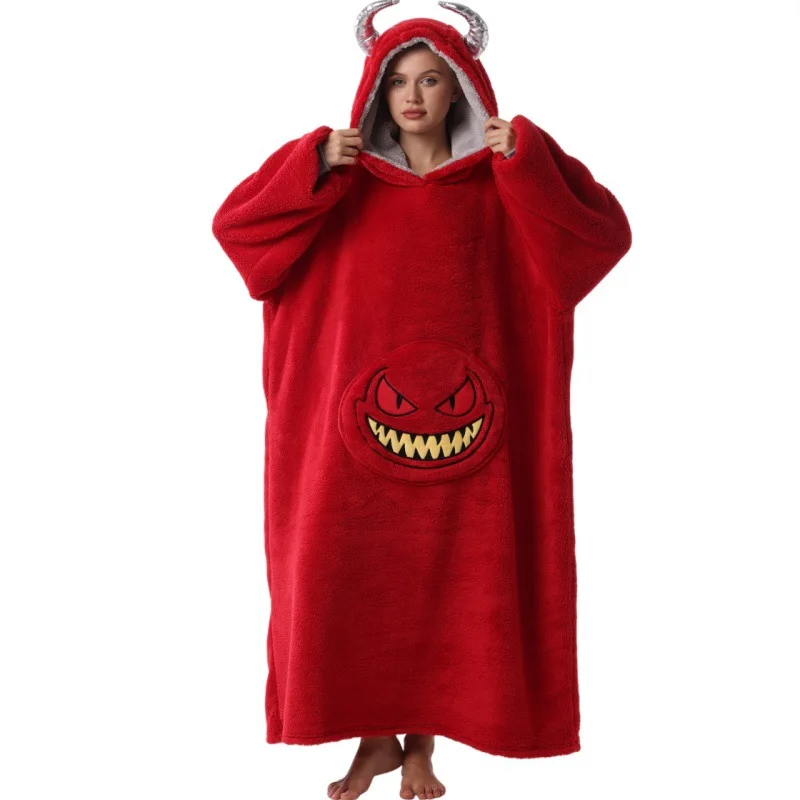 Wearable Blankets Winter Oversized Hooded Blanket Sweatshirt Hoodie Pajamas Sweater Oversized Warm Plush Thick Wearable Blankets