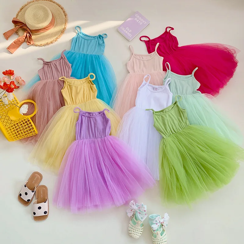 1-6T Summer Infant Princess Girls Dress Elegant Sleeveless Off Shoudler Toddler Kid Clothes Cute Sweet Beach Sundress Outfit