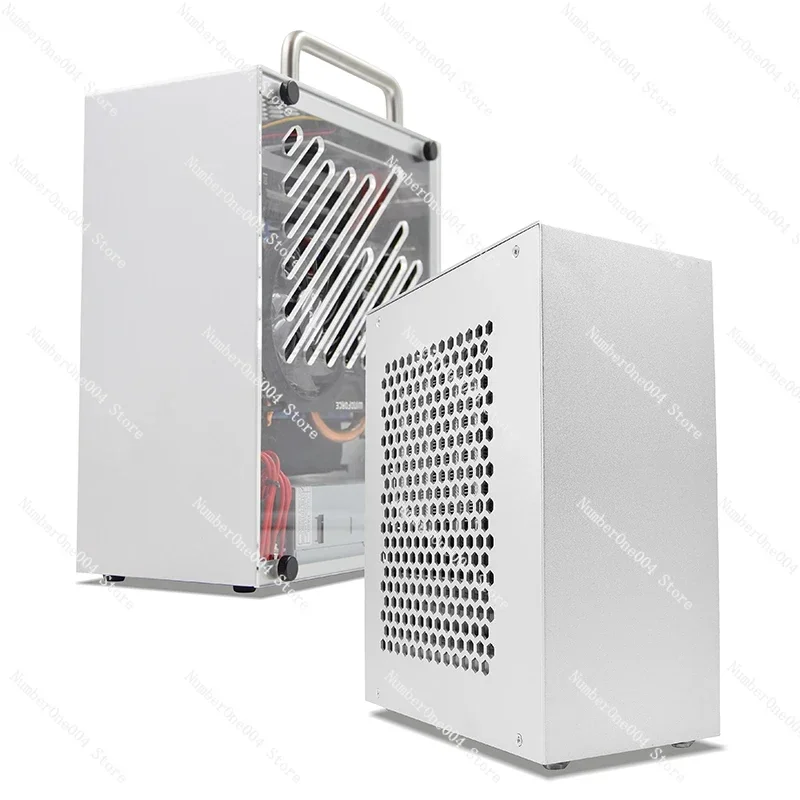 Applicable To  Mini ITX Chassis All Aluminum A4 Small 1U Power Supply Side Single Display Desktop Portable Desktop Computer