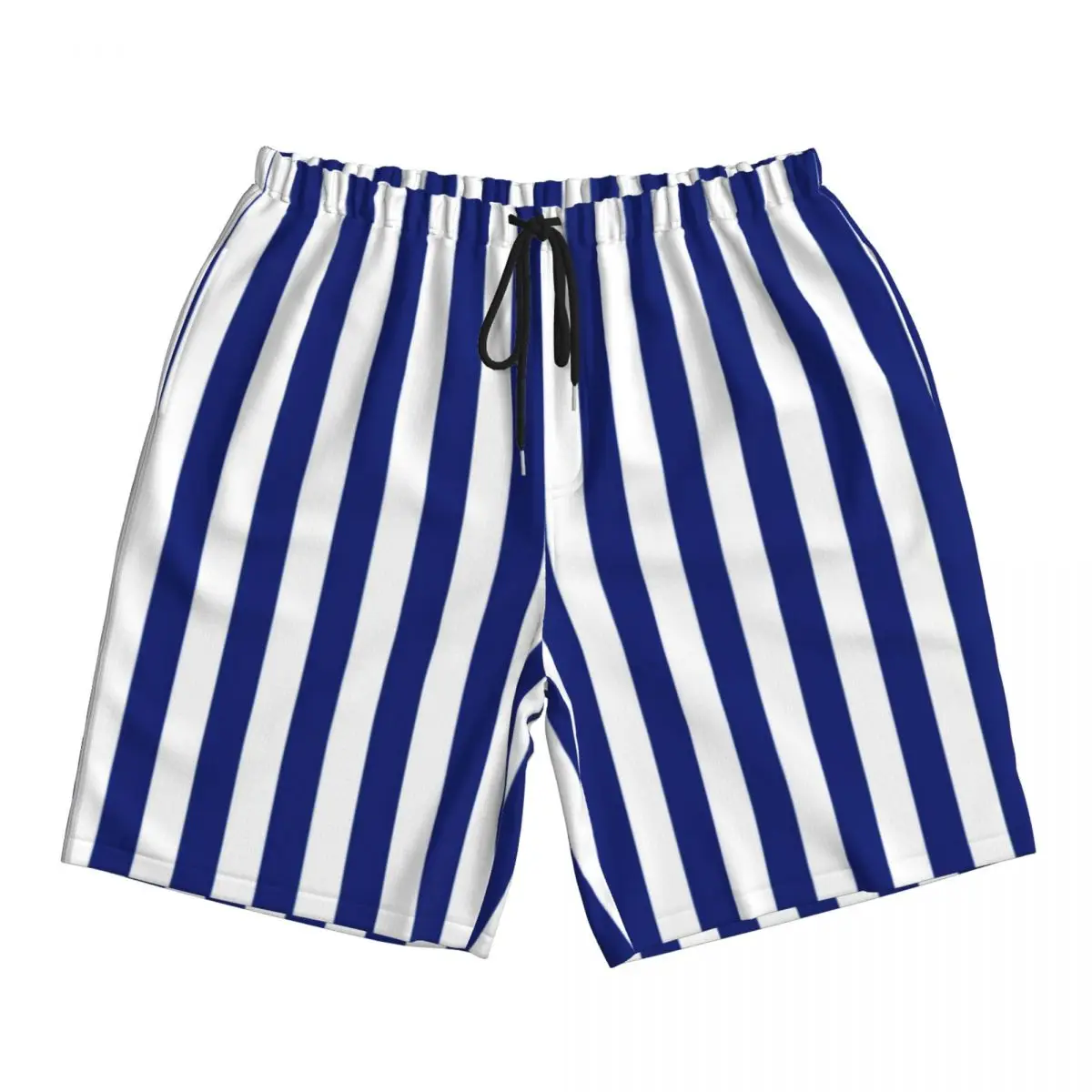 Nautical Design Board Shorts Summer Vertical Navy Blue Stripes Board Short Pants Men\'s Quick Dry Casual Design Swimming Trunks