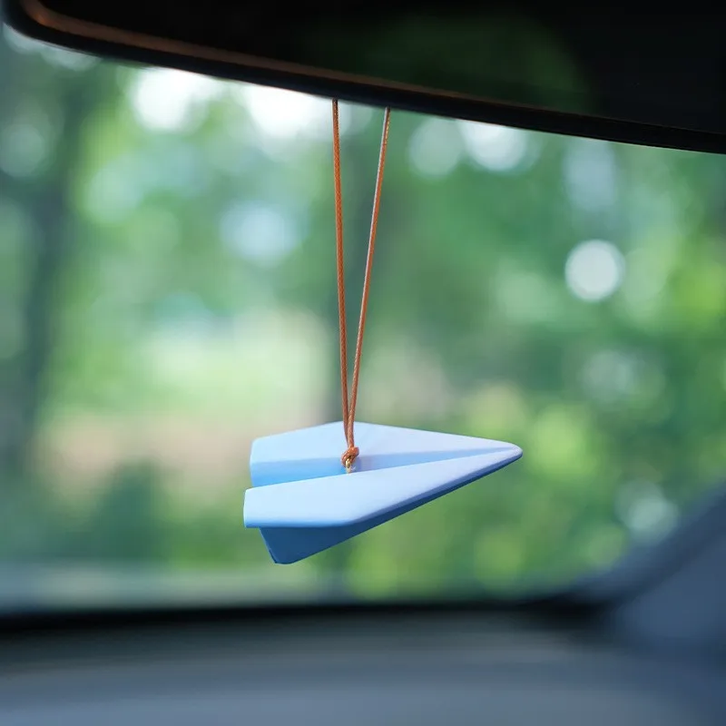 Cute Paper Airplane Car Pendant, Car Aroma Perfume, Rearview Mirror Personalized Plaster Hanging Decoration Car Interior