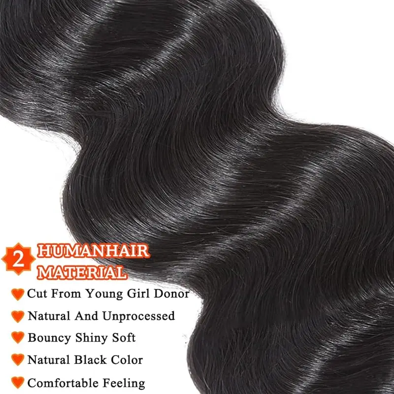 Extensão brasileira do cabelo virgem para mulheres, cabelo preto natural, 100% sem tratamento, pacotes rápidos de cabelo humano, 100% cabelo humano