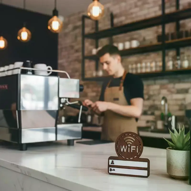 Minimalist Wooden WiFi Password Plaque, Vintage Rustic Wall Hanging Sign for Home Decor