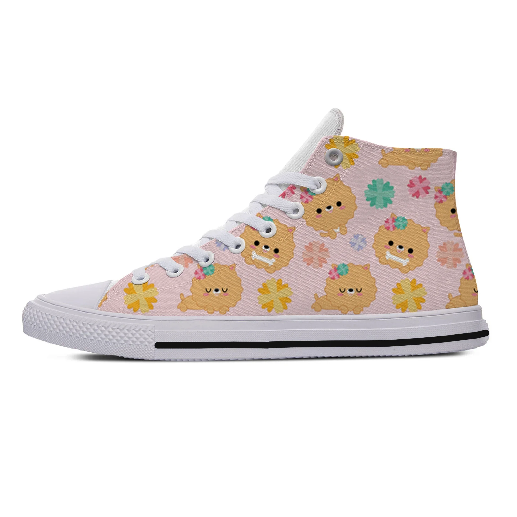 Hete Zomer Pomeranian Huisdieren Hond Cut Kawaii Lichtgewicht Hoge Canvas Schoenen Mannen Vrouwen Casual Sneakers Klassieke Board Schoenen