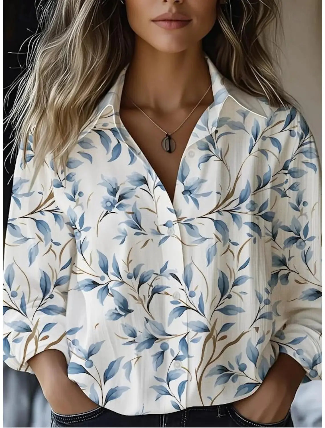 Women's Shirt Floral Graphic Stylish Casual Long Sleeve Shirt Collar Regular Tops Daily Going Out Buttons Women's Clothing