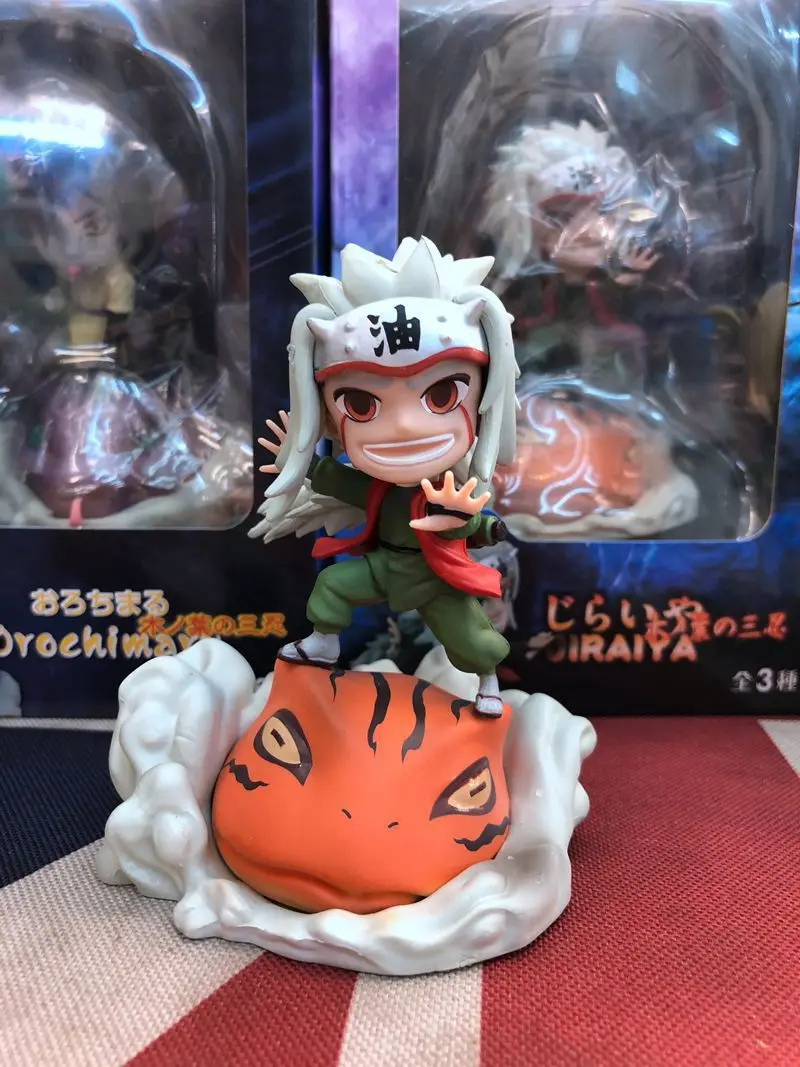 10cm Cartoon Naruto Anime Figure Three Endure Tsunade Jiraiya Orochimaru Changeable Face Pvc Collectible Model Toys Gifts