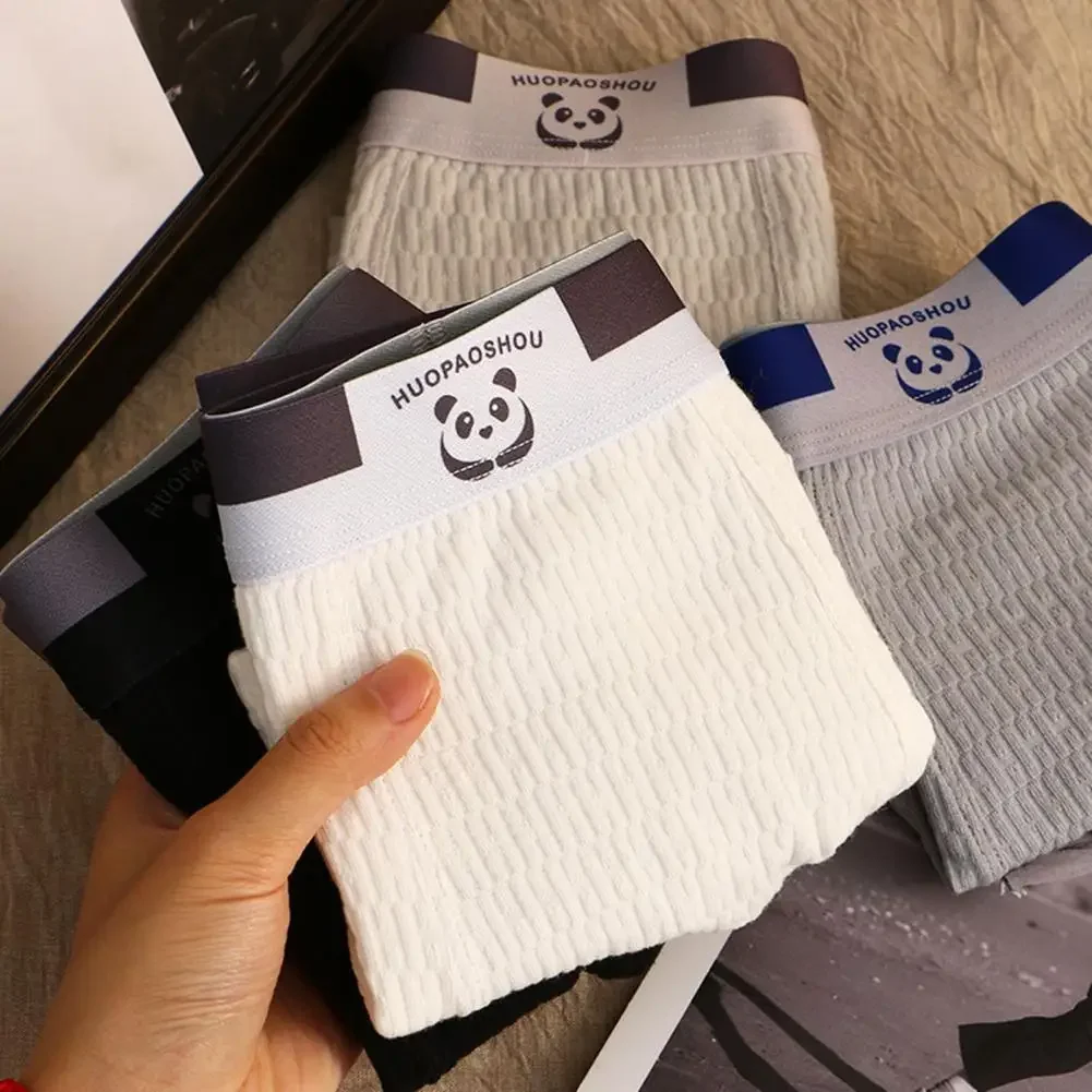 Мужское нижнее белье с 3D U-образным выпуклым дизайном, U-образная сетка в промежности, дышащие трусы-боксеры с рисунком панды, эластичный пояс, комфорт