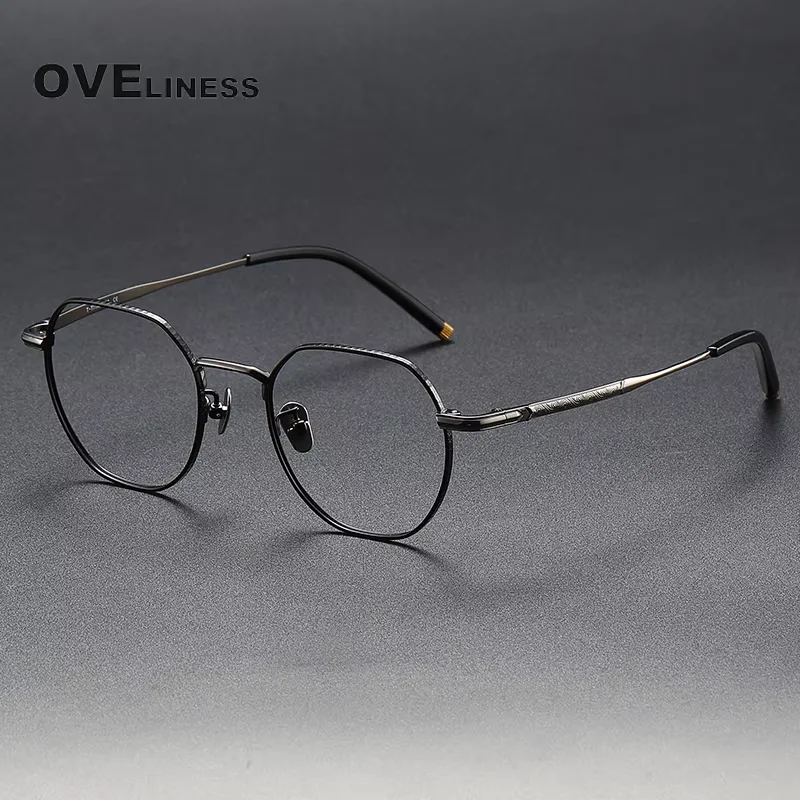 

Pure Titanium Glasses Frame Men Women Vintage Round Eyeglasses Frame male full Eyewear Spectacles