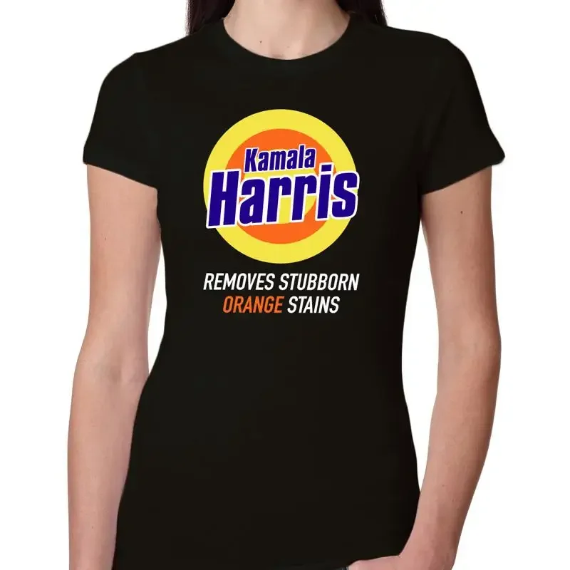 Kamala Harris Funny Removes Stubborn Orange Stains Parody Women Slim Fit Junior