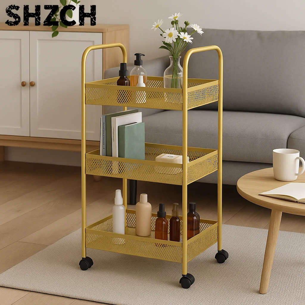 Salon Rolling Cart Portable Beaut/y Storage Trolley for Nail Hair Tattoo Tools 3-Tier Metal  MobileOrganizer Salon Trolley
