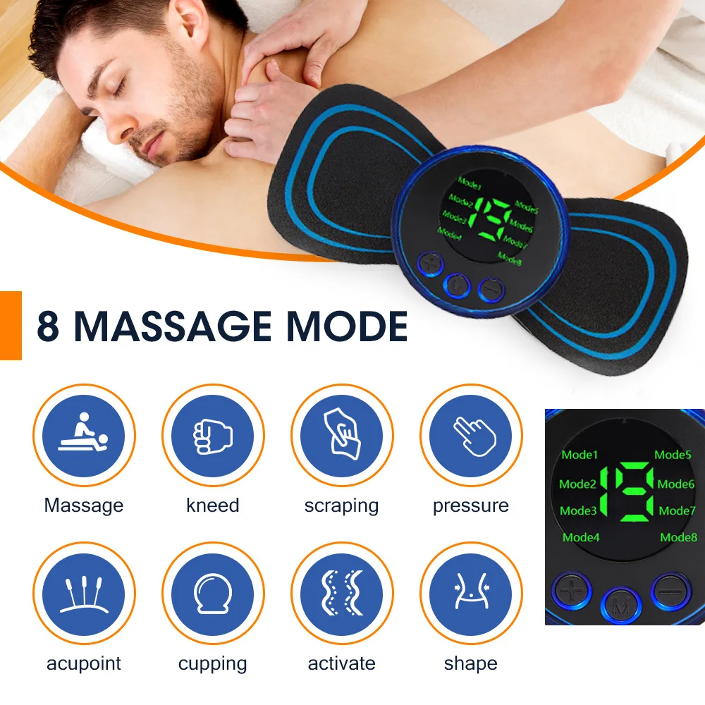 EMS Electric Pulse Neck Massager Cervical Massage Patch Back Sticker Muscle Stimulator Portable Relief Pain Relax Massageador