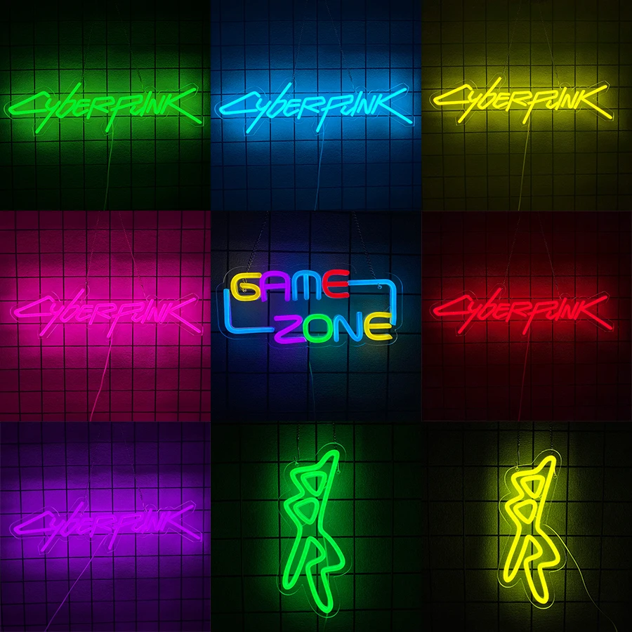 لافتة نيون لـ Cyberpunk Edge Runner لديكور منطقة الألعاب، أضواء LED لغرفة الألعاب على شكل كهف الرجل وبار الإنترنت أو ديكور غرفة النوم