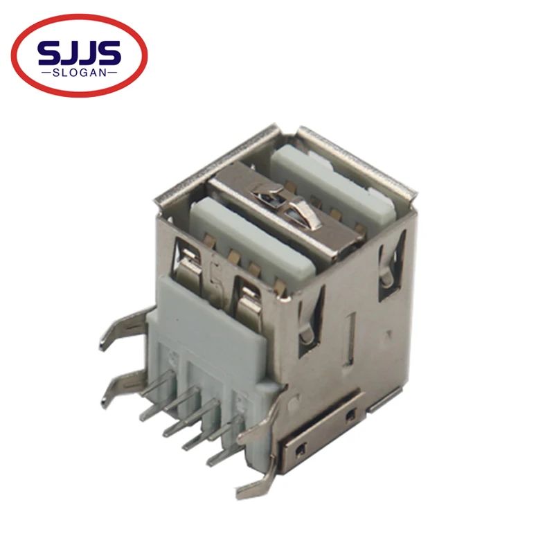 【10-2PCS】Double USB Type A Female Solder Jacks Connector PCB Socket USB-A type 90 Degrees 4pins