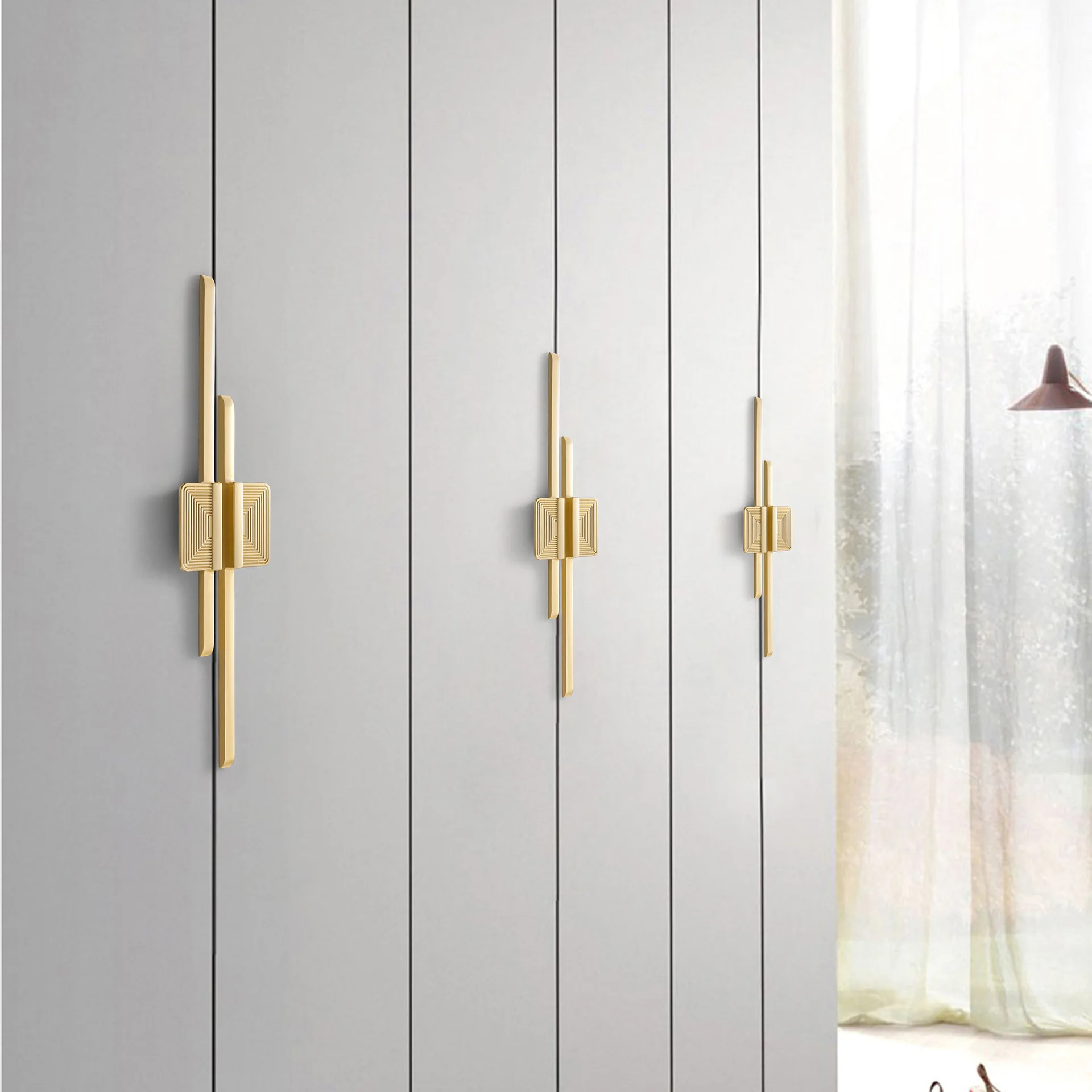 

Nordic Modern Golden Cabinet Handles Pair Minimalist Drawer Wardrobe Door Pulls