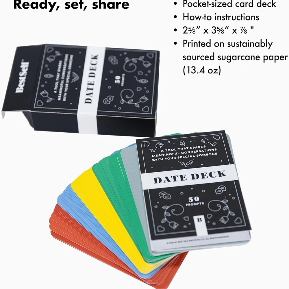 50 Cards Date Deck Card Game by BestSelf Exciting Engaging  Conversation Prompts Perfect for Unlocking Connection Companionship