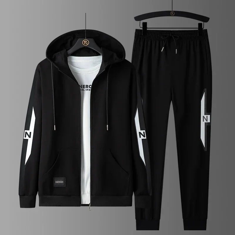 

Plus Size 7XL 8XL Spring Men Hoodies Sweatshirt+Sweatpants Suit Autumn Outdoor Sports Tracksuit Sets Men's Hooded Outwear