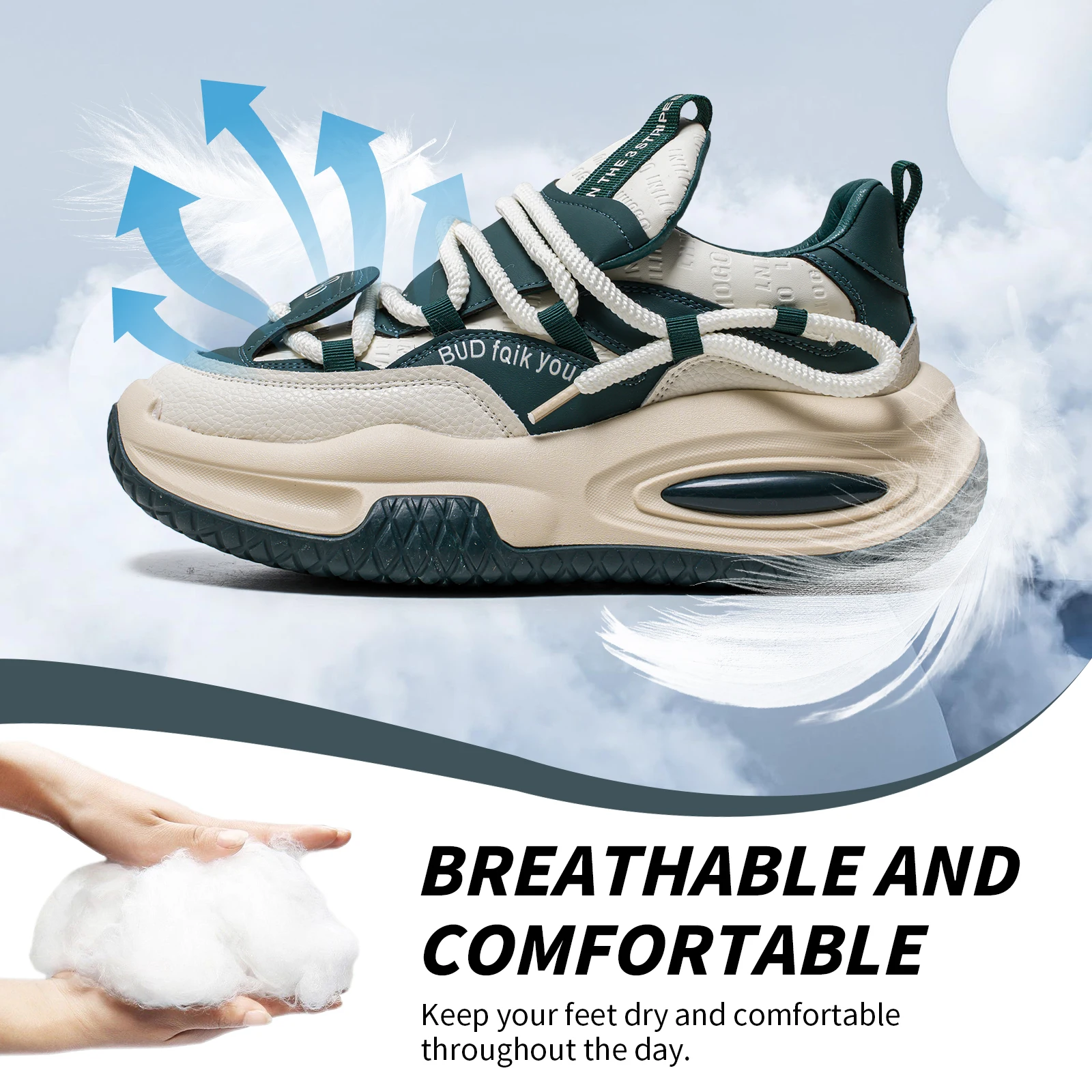 

Fipatbu Men's Chunky Sneakers for Spring Outdoor Running Wear-Resistant Thick Soled Height Increasing Trendy Versatile Dad Shoes